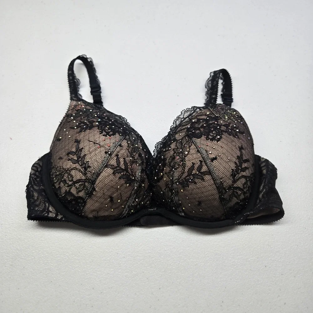 Victoria's‎ Secret Women Bra 34B Black Floral Balconette Underwired Lace